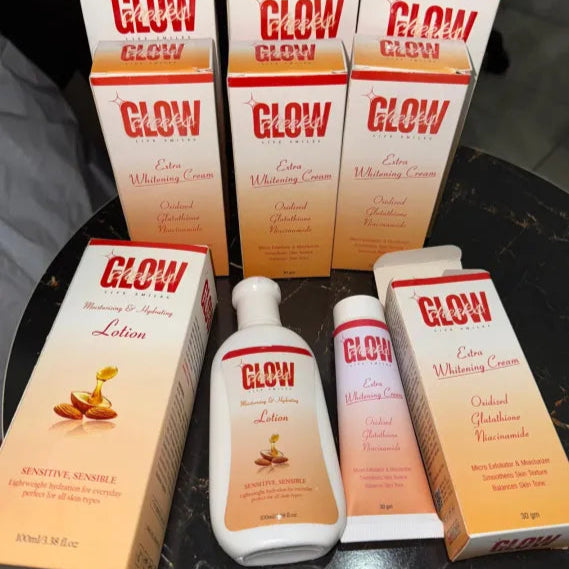 Glow Cheeks Bundle of 1 Extra Whitening Cream 30g & 1 Moisturizing & Hydrating Lotion 100ml