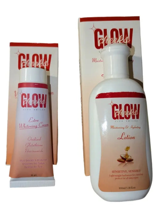 Glow Cheeks Bundle of 1 Extra Whitening Cream 30g & 1 Moisturizing & Hydrating Lotion 100ml